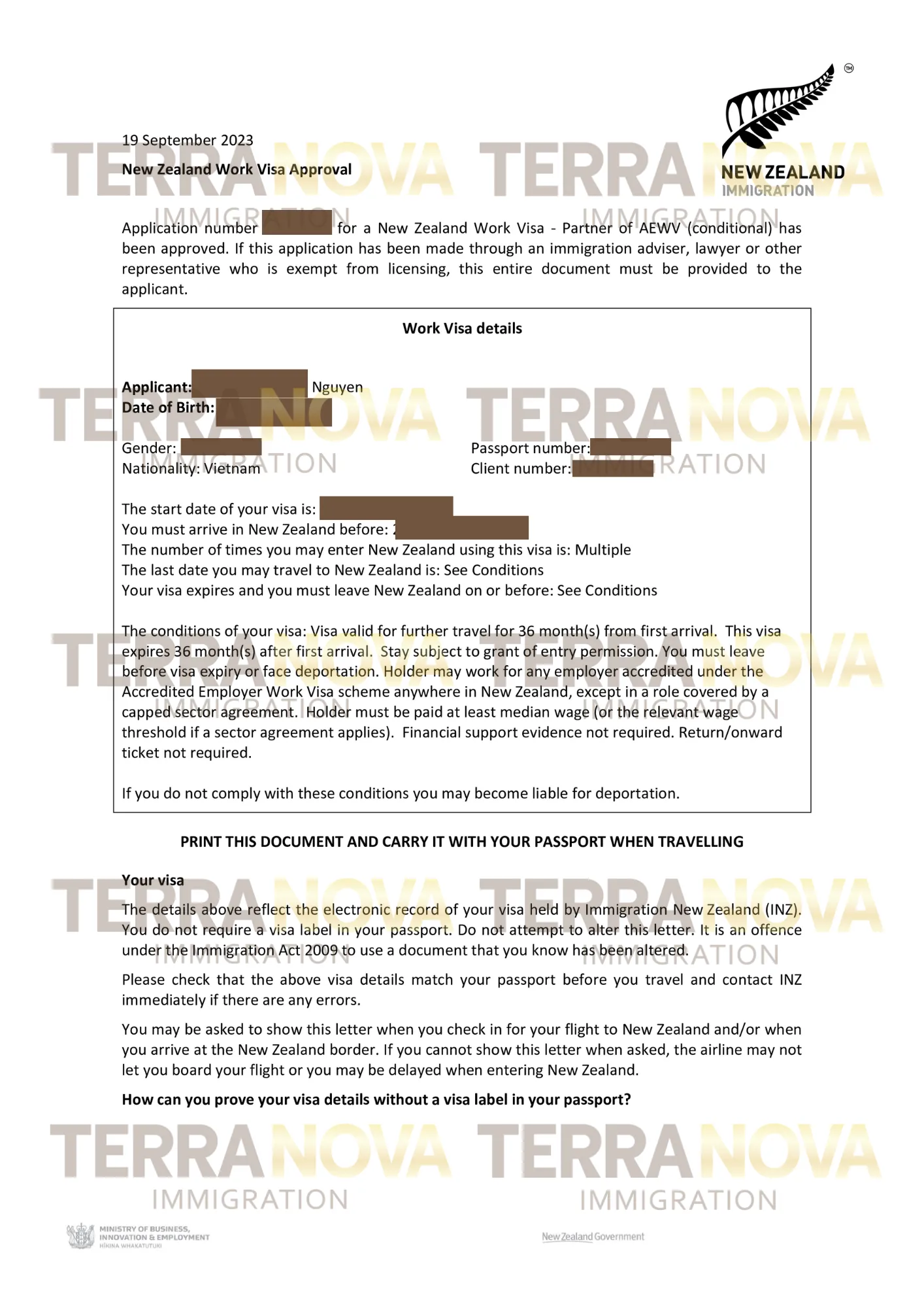 Niềm vui nhân đôi khi chị Nguyễn, vợ anh Trương, nhận được visa lao động diện người phụ thuộc để đồng hành cùng chồng tại New Zealand.
