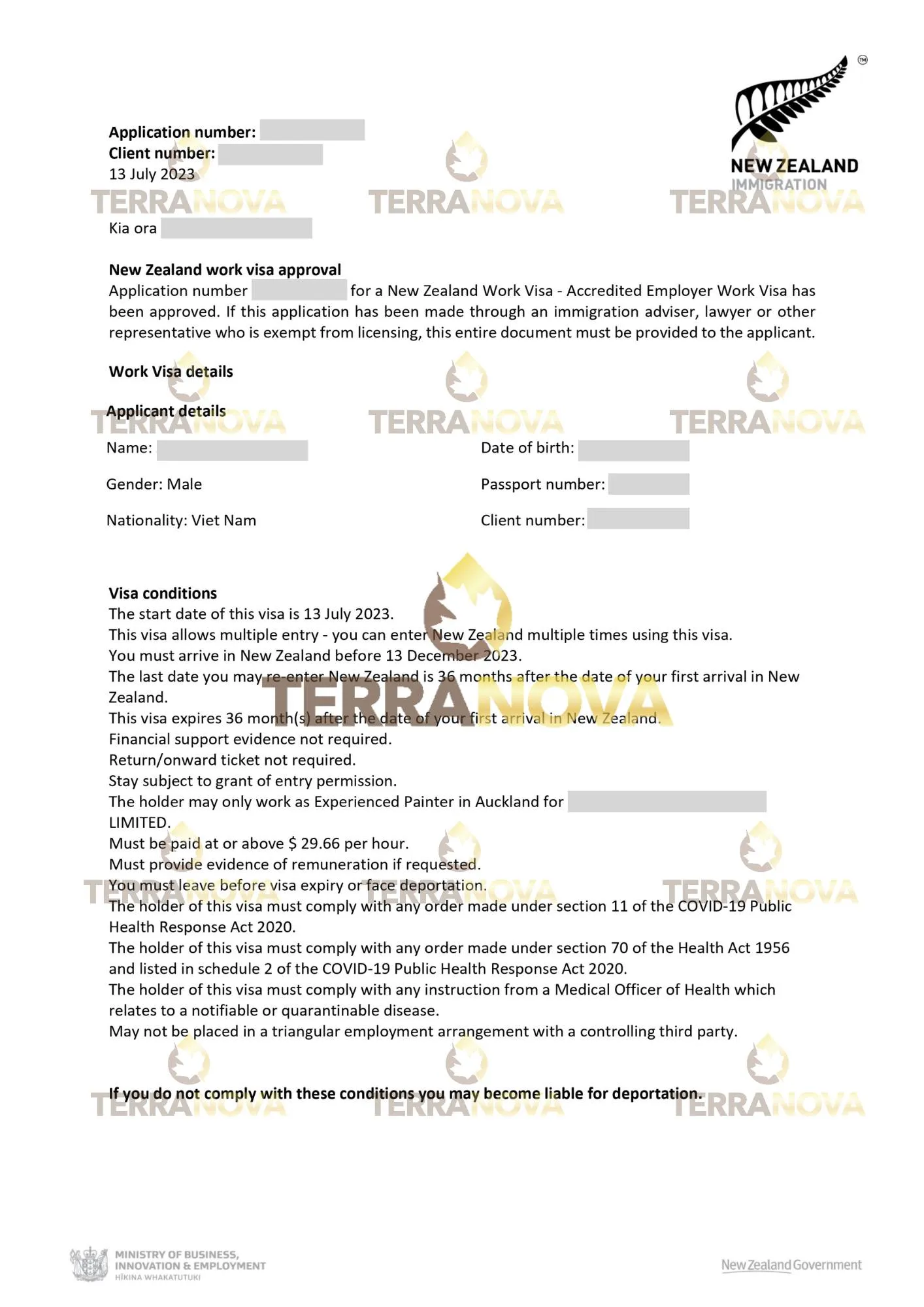 Anh Tri hạnh phúc khi biết tin nhận được visa lao động New Zealand với sự đồng hành từ TerraNova