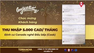 Chúc mừng khách hàng định cư Canada nghề Đầu Bếp (Cook) với thu nhập 5.000 CAD/tháng
