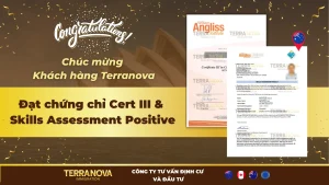 Chúc mừng khách hàng TerraNova đạt chứng chỉ Cert III Úc và đánh giá tay nghề SA – Bước ngoặt quan trọng trong hành trình định cư Úc diện visa 482