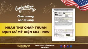 Chúc mừng anh Quang – Chuyên viên tư vấn tài chính đạt thành công diện EB2 NIW cùng Terra Nova