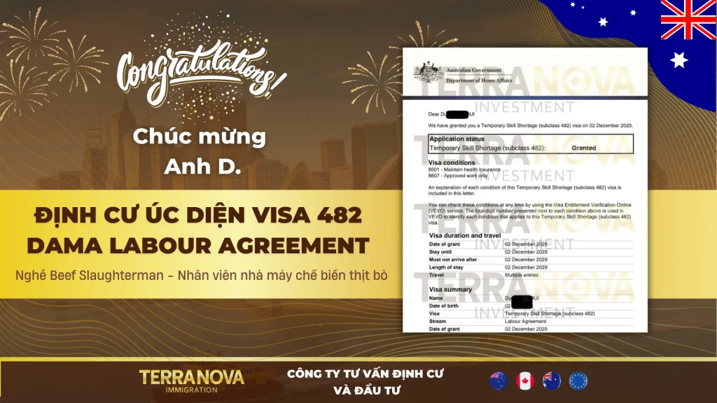 Chúc mừng anh D. thành công định cư Úc diện visa 482 DAMA Labour Agreement – Nghề Beef Slaughterman