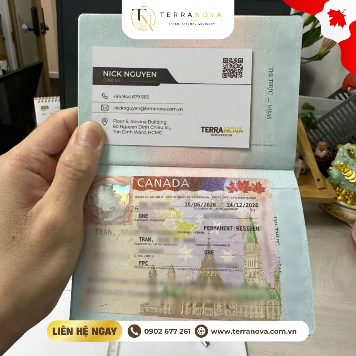 Chúc mừng chị H. – Khách hàng công ty định cư Terra Nova đã nhận PRTD, giấy thông hành dành cho Thường Trú Nhân Canada.