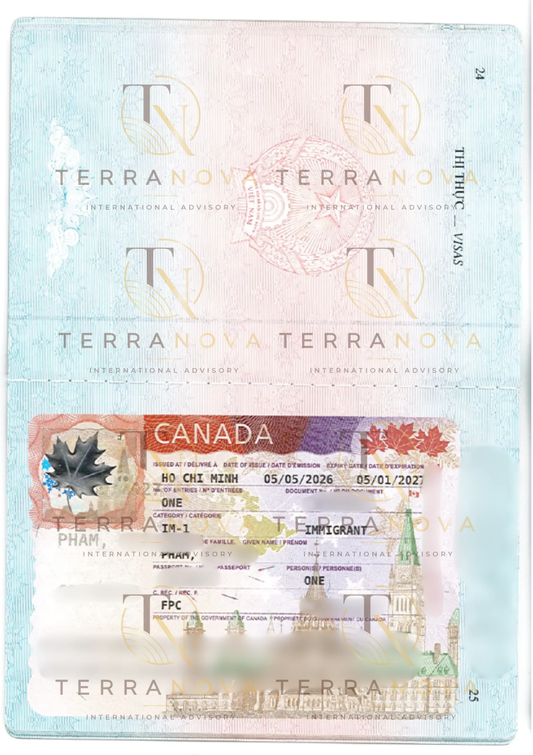 Visa nhập cư Thường Trú Nhân Canada của P.