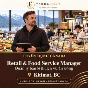 Tuyển dụng Canada: Quản lý bán lẻ và dịch vụ ăn uống