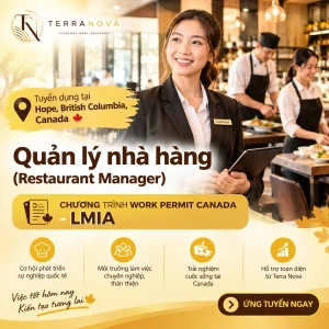 TUYỂN DỤNG QUẢN LÝ NHÀ HÀNG | Làm việc tại Hope, British Columbia, Canada